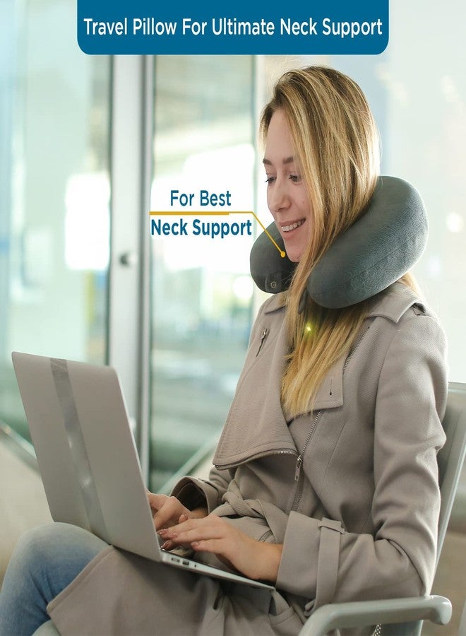 Minitul Neck Pillow for Travel, Travel Pillow for Flights, Memory Foam Neck Pillow, Travel Neck Pillow with Velvet Soft Washable Cover, Flight Pillow for Neck for Men and Women (Blue), Pain Relief Pack of 1 - Image 5